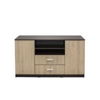 Comoda LUXOR, 2 usi, 2 sertare, corp sonoma inchis, fronturi sonoma deschis, 140x40x80 cm - 1