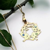 Lantisor personalizat - Cuibul nostru - Argint 925 placat cu Aur Galben 18K - Cristale Swarovski - 1