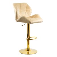Scaun de bar ABS 148 din catifea crem, reglabil si rotativ, cu suport pentru picioare - 1