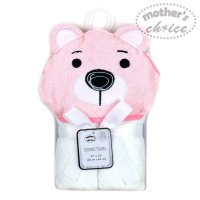 Prosop bebe cu gluga din bumbac ursulet roz - 2
