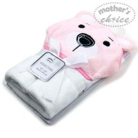 Prosop bebe cu gluga din bumbac ursulet roz - 1