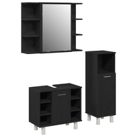 Set mobilier baie 3 piese, lemn ingineresc, finisaj stejar negru - 2