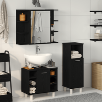 Set mobilier baie 3 piese, lemn ingineresc, finisaj stejar negru - 1