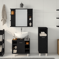 Set mobilier baie 3 piese, lemn ingineresc, finisaj stejar negru - 4