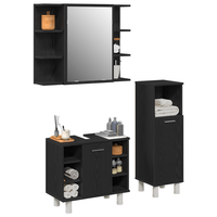 Set mobilier baie 3 piese, lemn ingineresc, finisaj stejar negru - 3