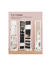 Dulap de bijuterii cu blocare, Songmics, Oglinda, JBC62W, 38 x 161 x 38 cm - 3