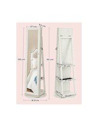 Dulap de bijuterii cu blocare, Songmics, Oglinda, JBC62W, 38 x 161 x 38 cm - 7