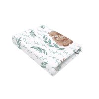 Cearceaf cu elastic MimiNu pentru patut 140x70 cm din bumbac Oeko Tex Standard 100, Lulu Natural - 1
