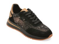 Pantofi sport EPICA negri, QS510, din material textil si piele naturala - 1