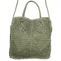 Geanta mare crossbody verde prafuit cu noduri decorative - 1