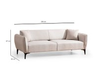 Canapea 3 locuri Belissimo Bej 220x67x95 cm - 8