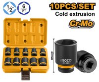 Set Chei Tubulare Impact 1/2 10 Piese 10-24mm, Ingco HKISSD12101 - 1