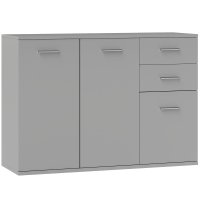Dulap HOMCOM cu 3 Usi si 2 Sertare Gri 106x35x76 cm | Aosom Romania - 1