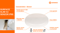 Plafoniera LED cu Senzor de Miscare Ledvance SURFACE SLIM ROUND 200, 19W, 2000 lm, Lumina Neutra 4000K, IP65/IK10 - 2