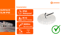 Plafoniera LED cu Senzor de Miscare Ledvance SURFACE SLIM ROUND 200, 19W, 2000 lm, Lumina Neutra 4000K, IP65/IK10 - 1