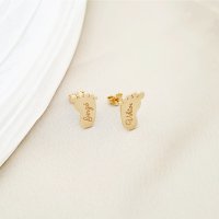 Cercei personalizati pentru picioruse - Talpi bebe - Aur 14K - Inchidere cu surub - 1