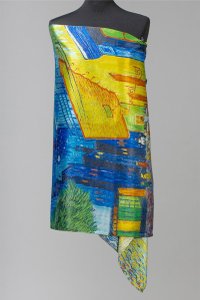 Esarfa reversibila din matase cu design Van Gogh - 1