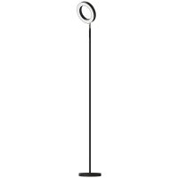 Lampa de podea HOMCOM 42 W LED dimabila, cu 3 temperaturi de culoare, reflector pentru tavan si cap inelar reglabil, neagra - 1