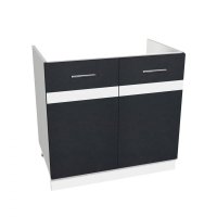 Masca chiuveta YANA, 2 usi, corp alb, fronturi gri + alb, 80x50x77 cm - 1