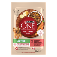 PURINA ONE MINI Active, vita, cartofi si morcovi, in sos, 85 g - 1