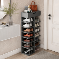 Pantofar Modern cu 7 Etaje si Sertar Superior din PAL Gri/Stejar - 40 x 22 x 111 cm - 1