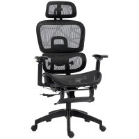 Scaun de birou ergonomic HOMCOM cu spatar inclinabil si brate 3D, 66x64x122 cm, negru - 1