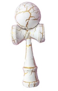 UB Kendama profesionala din lemn 18 cm model clasic cu design crapat culoare ALB - 1