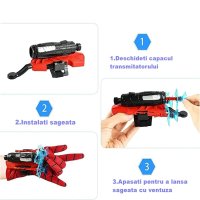 Manusi Spiderman cu ventuze,sfoara si lansator, IdeallStore®, rosu - 1