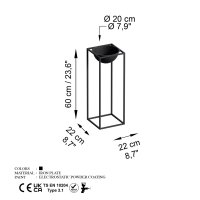 Ghiveci decorativ GED021 Negru 22x60x22 cm - 6