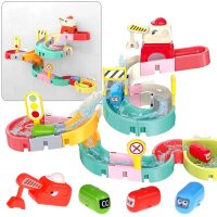 Tobogan de baie pentru masinute, set de joaca cu 37 de piese - 1