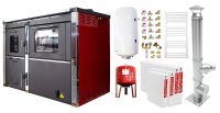 Pachet Incalzire si Apa Calda 3 Camere Termosemineu FORNELLO STAR Red 34 kW pe Combustibil Solid cu Plita si Cuptor - 1