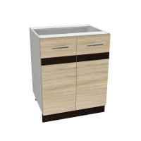 Corp inferior 60 YANA, 2 usi, corp alb, fronturi sonoma deschis + inchis, 60x50x77 cm - 1