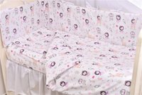 Set lenjerie de patut pentru fetite, 7 piese, bumbac 100%, 120x60 cm, cu aparatori - 3
