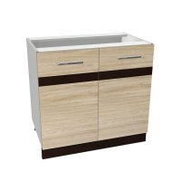 Corp inferior 80 YANA, 2 usi, corp alb, fronturi sonoma deschis + inchis, 80x50x77 cm - 1
