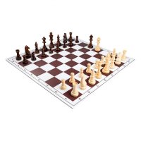 Combo set Turneu cu piese Staunton 6 lemn si tabla PVC alb-maro pliabila in 4 - 1