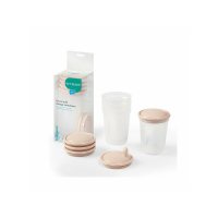 Set 4 recipiente BabyOno pentru stocarea laptelui matern si alimentelor, 200 ml, fara BPA, cu capace, transparente - 1