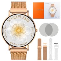 Smartwatch Dama Vivendo ELLA PRO, Ecran AMOLED 1.32 inch, Fitness, Apel Bluetooth, Notificari, ChatGPT AI, Incarcare Wireless, Rezistent la Apa IP68, 2 Curele Incluse - 1