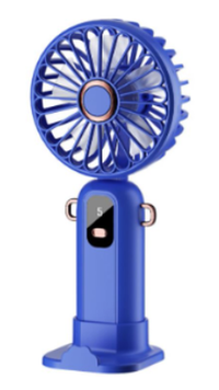Ventilator de mana UB Mini cu display digital si suport pentru telefon - Albastru - 1