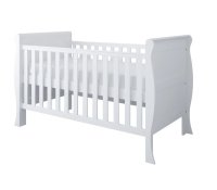 Patut din lemn si PAL Mini Sleight White 120x60 cm cu laterala detasabila si margine din silicon pentru protectie dintisori - 6