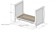 Patut din lemn si PAL Mini Sleight White 120x60 cm cu laterala detasabila si margine din silicon pentru protectie dintisori - 5