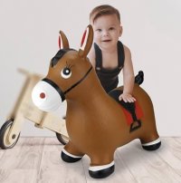 Jucarie gonflabila pentru copii Malplay Brown Horse, din cauciuc rezistent cu pompa inclusa, dimensiune 55 x 48 x 27 cm - 5