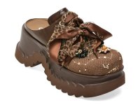 Papuci GRYXX maro, 6635, din material textil si piele naturala - 1