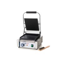 Contact Grill Profesional Hendi, Partea Superioara Striata, Partea Inferioara Neteda, 1800W, termostat 0-300 gr C, 29x37x(H)21 cm, Grill 22 x 23 cm - 1
