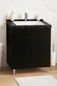 Set Baza front MDF si Lavoar seria 833, montat, 60 cm, negru - 1