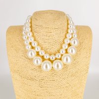 Colier scurt dublu cu perle mari, elegant E i statement - 1