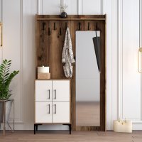 Cuier pentru Hol Berlin BC - Walnut, Alb - 1
