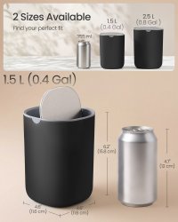 Mini cos de gunoi Parri pentru birou, negru, 1,5 l, 11.6 x 11.6 x 15.8 cm - 3