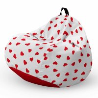 Fotoliu Puf Bean Bag tip Para XL Inimi fundal alb - 5