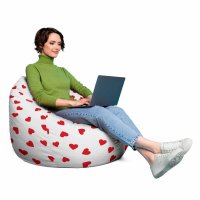Fotoliu Puf Bean Bag tip Para XL Inimi fundal alb - 3