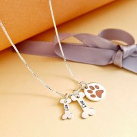 Lantisor personalizat - Oase si Labuta decorata cu email - Argint 925 - 1